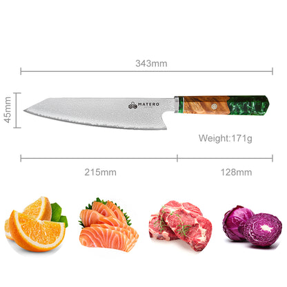 Cuchillo Kiritsuke de Damasco Epóxico Forest de 20 cm